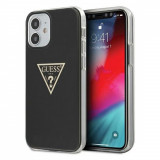 Husa de protectie telefon Guess pentru Iphone 12 Mini, Model Metallic Triangle, Plastic TPU, GUHCP12SPCUMPTBK, Negru