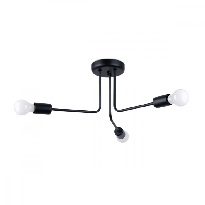 Lustre Norah Negru Oțel 3 Becuri Neregulate Moderne De Interior