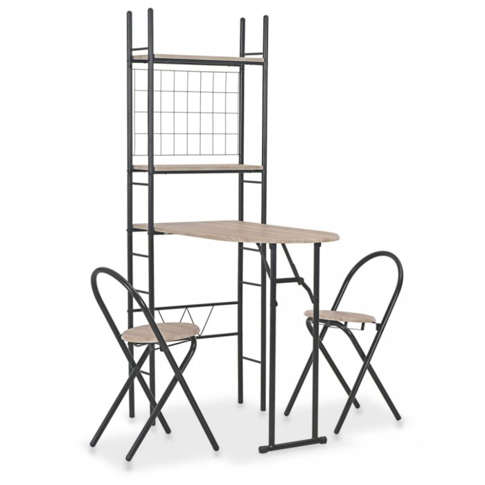 vidaXL Set mobilier bucătărie, suport depozitare, 3 piese, MDF și oțel