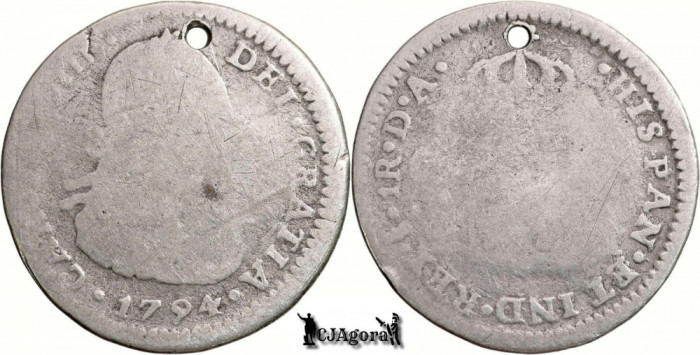 1794 So DA, 1 Real - Carol al IV-lea - Guvernoratul din Chile - Imperiul Spaniol