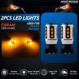 Set 2 Becuri LED PW24W/PWY24W Xentech Light Portocaliu 16SMD 3838 Canbus 12V-22V