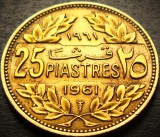 Cumpara ieftin Moneda exotica 25 PIASTRES - LIBAN, anul 1961 * cod 2361 = patina frumoasa, Asia