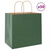 vidaXL Saci H&acirc;rtie Verde 26x17x25cm, 50 buc - Pungi Cadou, Cumparaturi, Petrecere, Kraft 10kg, M&acirc;nere Rezistente