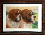 Doi frati, Saint Bernard - semnat ilizibil, Animale, Pastel, Altul