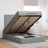 Cumpara ieftin Cadru de pat otoman cu saltea țesătură gri deschis 120x200cm