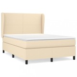 Cumpara ieftin Pat box spring cu saltea, crem, 140x200 cm, textil