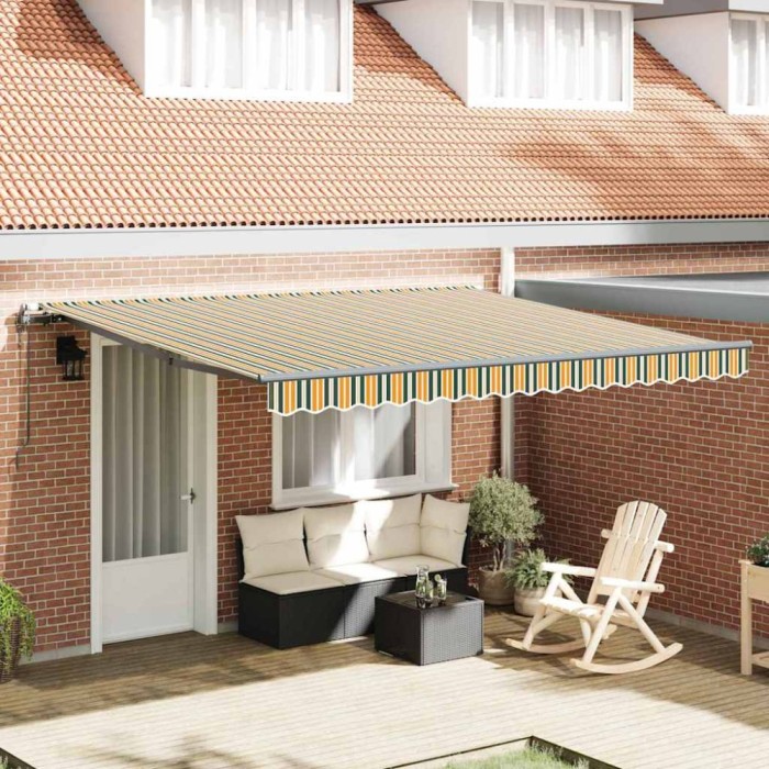 Copertină retractabilă automată Verde și Galben 400x350 cm