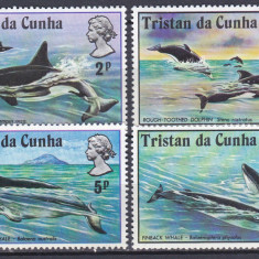 DB1 Tristan da Cunha 1975 Fauna Marina Balene 4 v. MNH