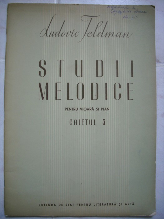 Studii Melodice pentru vioara si pian-Ludovic Feldman