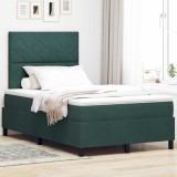 Cumpara ieftin Pat cu arc LED cu headboard Verde inchis 120 x 200 cm Catifea