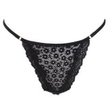 Chiloti String Dama cu Dantela Neagra si Elastic Ajustabil, CMCLASS