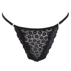 Chiloti String Dama cu Dantela Neagra si Elastic Ajustabil, CMCLASS