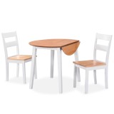 Cumpara ieftin Set mobilier bucatarie, 3 piese, MDF si lemn de hevea, alb
