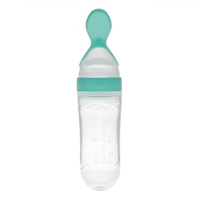 Lingură Silicon Bebe, Honeybaby, Squeeze Feeding Spoon, Culoare Verde Menta, Capacitate 90ml foto