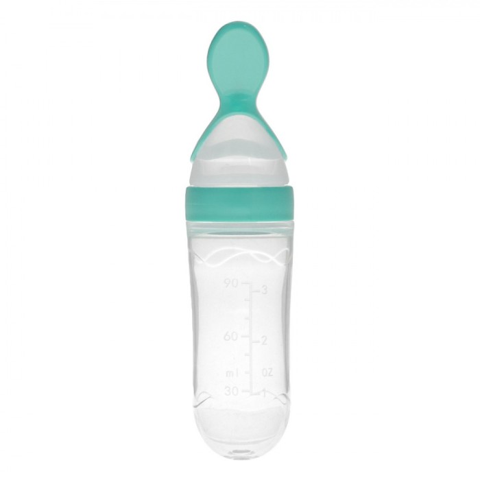 Lingură Silicon Bebe, Honeybaby, Squeeze Feeding Spoon, Culoare Verde Menta, Capacitate 90ml