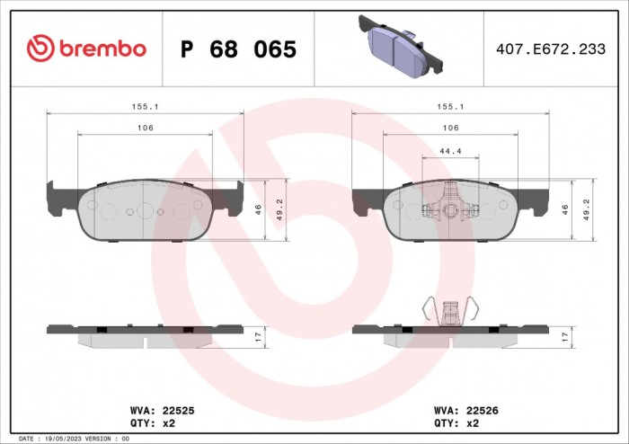 BREMBO P 68 065 PRIME LINE set placute frana,frana disc