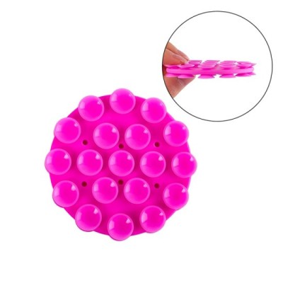 Suport cu Ventuze pentru Telefon, Rotund - Techsuit (SP-CUP) - Pink foto