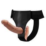 Strap-On Dublu Female Ultra Passionate Harness, TPR, Natural, 13.5 cm, Baile