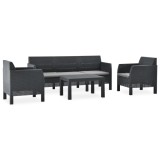 Cumpara ieftin Set mobilier de grădină cu perne, 4 piese, antracit, PP ratan