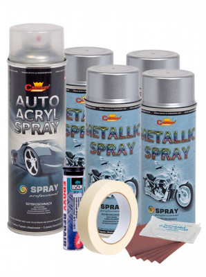 Kit complet reparatie si vopsire jante culoare Argintiu Metalizat, V4 foto