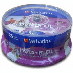 DVD+R VERBATIM 8.5GB 240min viteza 8x 25 buc Double Layer spindle printabil &amp;amp;quot;Wide Inkjet Printable&amp;amp;quot; &amp;amp;quot;43667&amp;amp;quot; foto