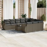 Gossi set canapele de gradina cu perne, 11 piese, gri, poliratan