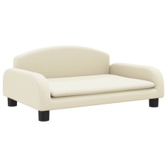 Canapea pentru copii, crem, 70x45x30 cm, piele ecologica