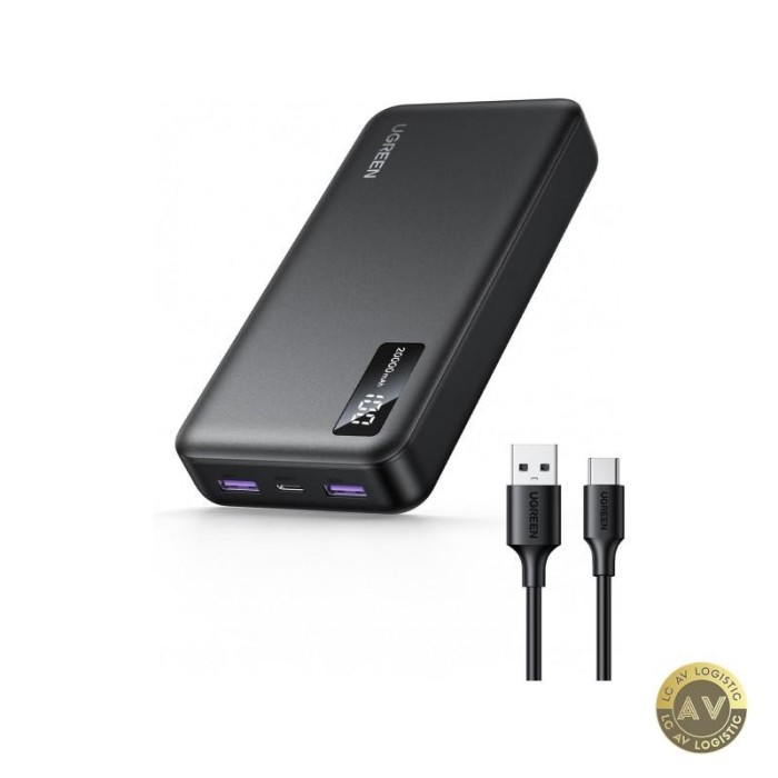 Baterie Externa UGREEN PB312 20000mAh 22.5W QC + PD 1 x USB-C - 2 x USB-A Neagra