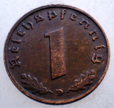 2.721 GERMANIA 1 REICHSPFENNIG 1938 D foto