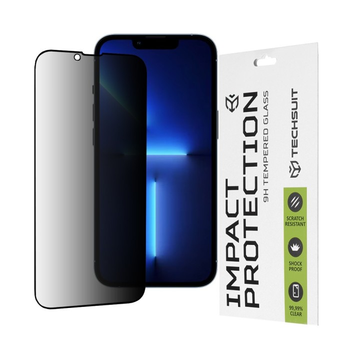 Techsuit - 111D Privacy Full&nbsp;Glue - iPhone 13 Pro Max / iPhone 14 Plus - Black