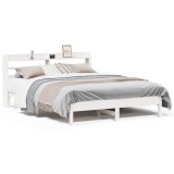 Cumpara ieftin Cadru de pat fara saltea, alb, 150x200 cm, lemn masiv pin