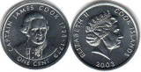 Insulele Cook 2003 - 1 cent, Capitanul Cook, UNC