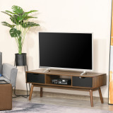Cumpara ieftin HOMCOM Mobilier TV Modern cu 2 Sertare pentru televizor de pana la 50&quot;, Decor in Stil Nordic din Lemn 122x39x46cm Teak si Negru