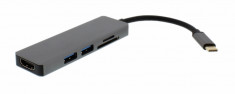 Adaptor USB-C - HDMI, 2xUSB3.0, cititor card foto