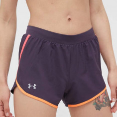 Under Armour pantaloni scurți de alergare Fly-By 2.0 culoarea gri, neted, medium waist