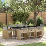 Cumpara ieftin Set de masă pentru grădină cu pernă 9 pcs Bej Rattan poli