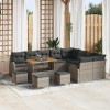 Set Canapele Gradina vidaXL 13 Piese, Gri, Ratan, Otel, Lemn Acacia, 110x55x71cm, Exterior, Depozitare