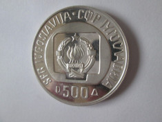 Rara! Iugoslavia 500 Dinara 1985 Proof UNC argint 925,moneda comemorativa foto