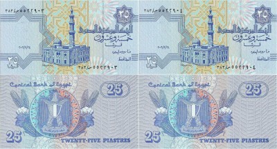 2 x 2006 ( 24 IX ) , 25 piastres ( P-57g ) - Egipt - stare UNC foto