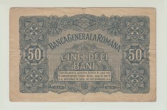 ROMANIA - 50 BANI 1917 BGR , B1.113
