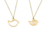 Birdie - Set coliere personalizate cu porumbei din argint 925 placat cu aur galben 24K