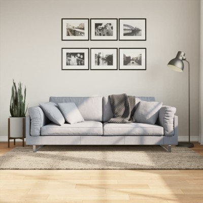 vidaXL Covor ISTAN, cu fire &amp;icirc;nalte, aspect lucios, bej, 100x200 cm foto