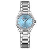 Ceas Dama CURREN Quartz Elegant, Cadran Turcoaz, Carcasa si Bratara Argintie , Design Fashion si Feminin