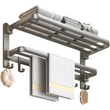 Suport Rabatabil pentru Prosoape, Inox, Gri &ndash; Spațios, Elegant și Rezistent la Rugină