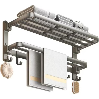 Suport Rabatabil pentru Prosoape, Inox, Gri &amp;ndash; Spațios, Elegant și Rezistent la Rugină foto