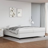 VidaXL Pat box spring cu saltea, alb, 200x200 cm, piele ecologică