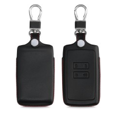 Husa Cheie Auto pentru Renault / Dacia - 4 Butoane - Keyless Go, kwmobile, Piele naturala, Negru, 54669.01