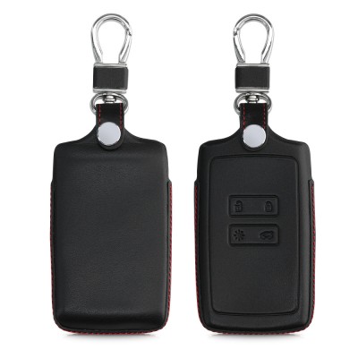 Husa Cheie Auto pentru Renault / Dacia - 4 Butoane - Keyless Go, kwmobile, Piele naturala, Negru, 54669.01 foto