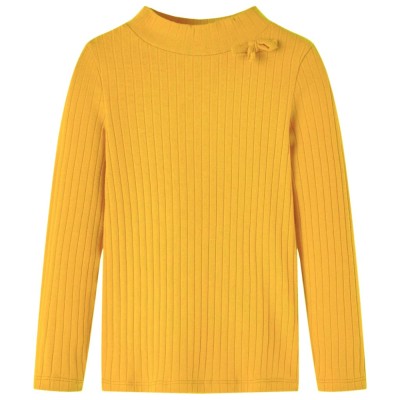 Tricou de copii cu m&amp;acirc;neci lungi, tricot cu nervuri, ocru &amp;icirc;nchis, 140 foto