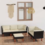 Cumpara ieftin Gossi set mobilier de gradina cu perne, 6 piese, negru, poliratan